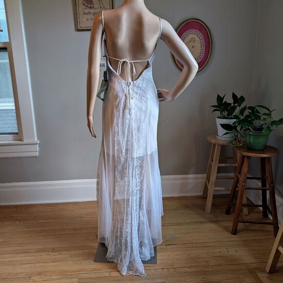 NWT Vintage 90s Y2K Masquerade White Prom Gown Silver Glitter Fairycore Bridal - Picture 3 of 15